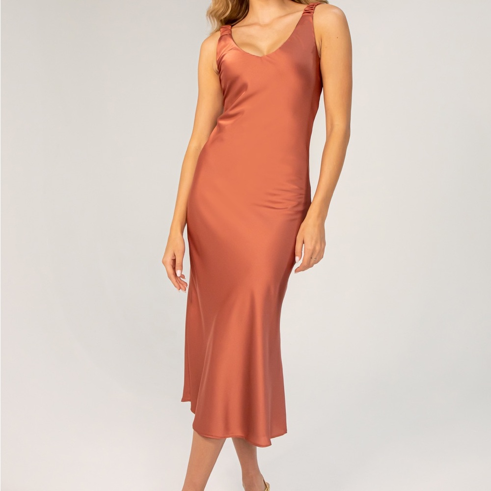 Rust Satin Slip Dress XS (by Lavender Brown)
